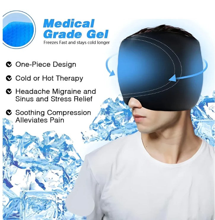 Reusable Cooling & Heating Headache Relief Mask – Migraine, Stress & Eye Puffiness Therapy