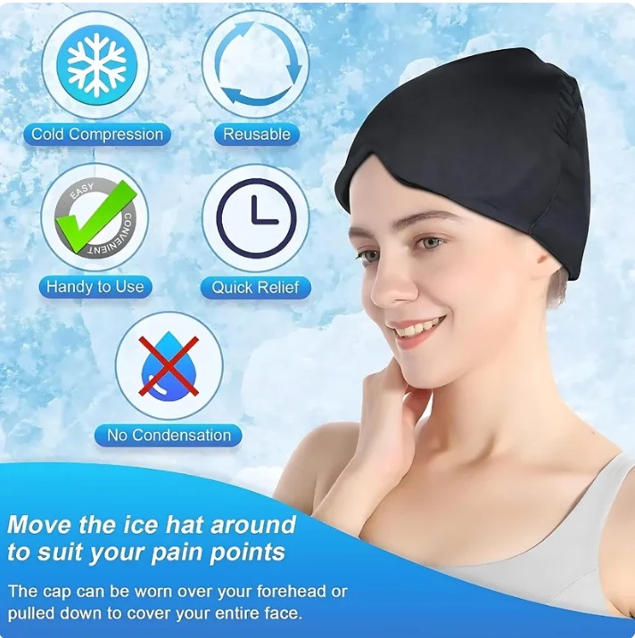 Reusable Cooling & Heating Headache Relief Mask – Migraine, Stress & Eye Puffiness Therapy